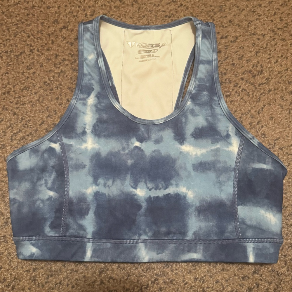 Korsa hypnotic pocket blue tie dye sports bra size M
